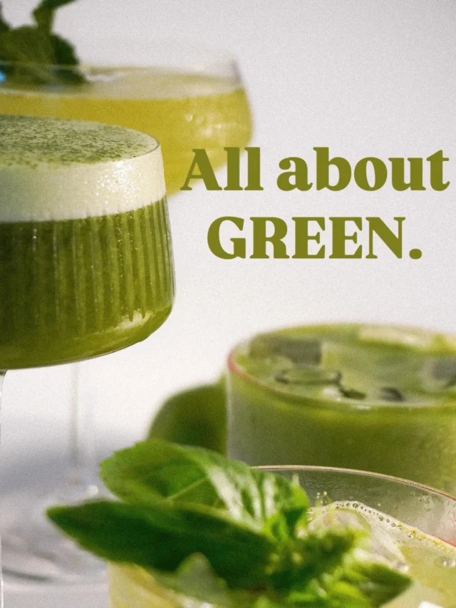 ALL ABOUT GREEN.Our drinks:Young CubanGin Basil SmashMatcha SourStrawberry Matcha